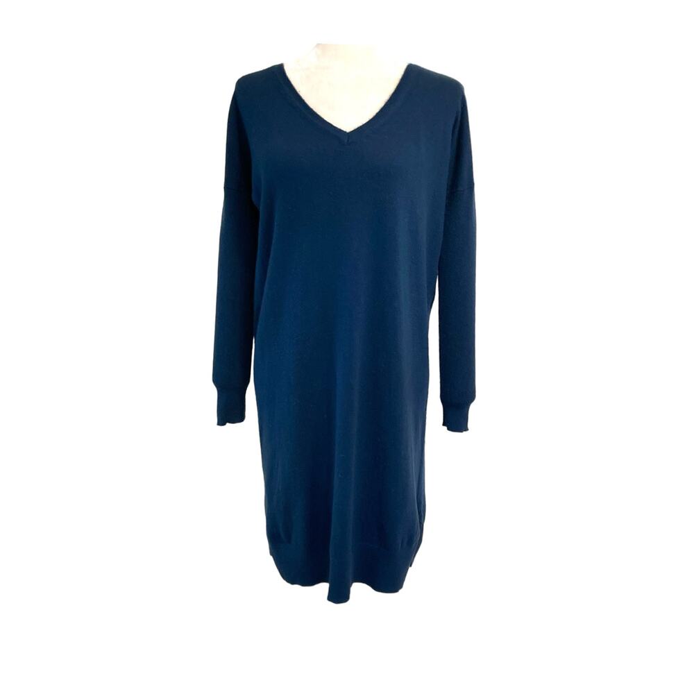 Boden Soft Wool Blend Navy Blue Sweater Dress Size 8R Vneck